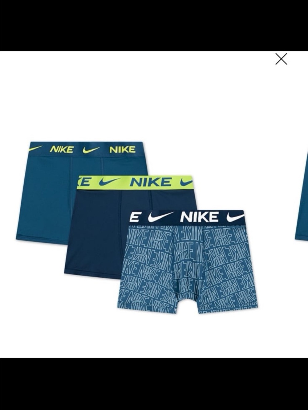 NWT Nike boys 8-20 essential dri fit boxers briefs 3-pack size large blue